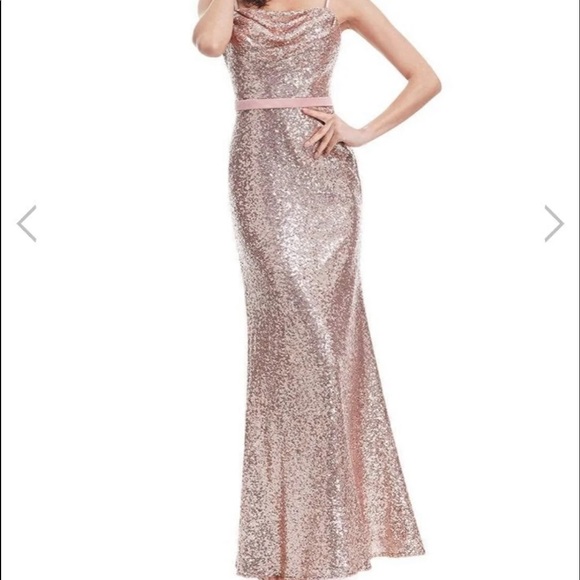 Rose Gold Sequin Bridesmaid Dress - Picture 1 of 4